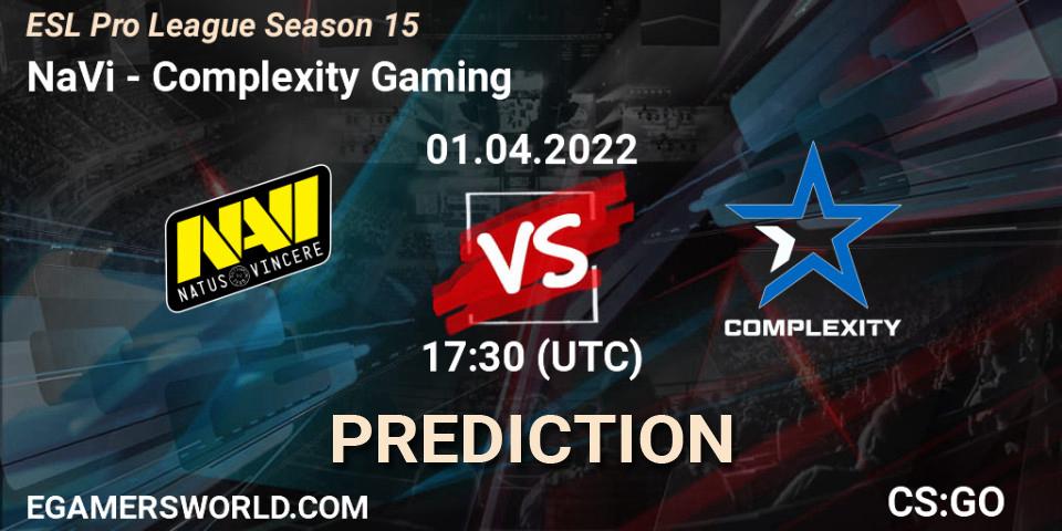 Prognoza NaVi - Complexity Gaming. 01.04.2022 at 17:30, Counter-Strike (CS2), ESL Pro League Season 15