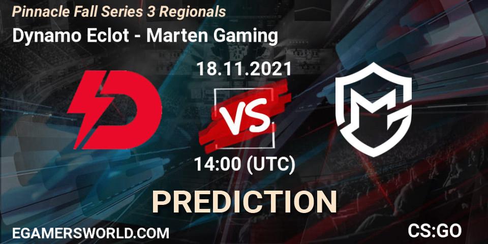 Prognoza Dynamo Eclot - Marten Gaming. 18.11.2021 at 14:00, Counter-Strike (CS2), Pinnacle Fall Series 3 Regionals