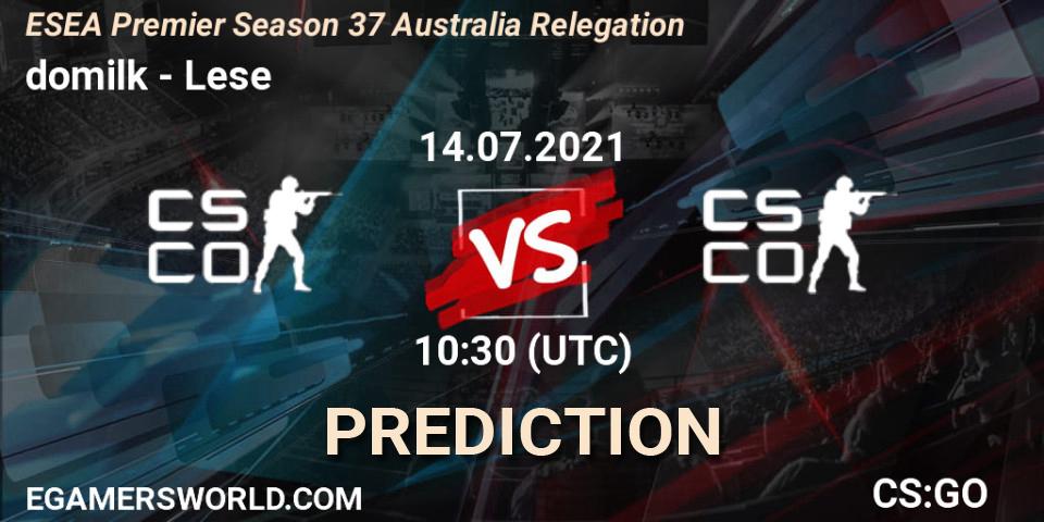 Prognoza domilk - Lese. 14.07.2021 at 10:30, Counter-Strike (CS2), ESEA Premier Season 37 Australia Relegation