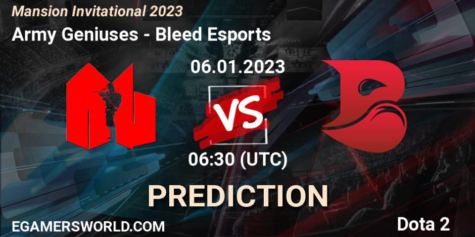 Prognoza Army Geniuses - Bleed Esports. 07.01.2023 at 03:00, Dota 2, Mansion Invitational 2023