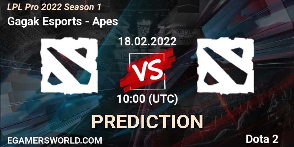 Prognoza Gagak Esports - Apes. 18.02.22, Dota 2, LPL Pro 2022 Season 1