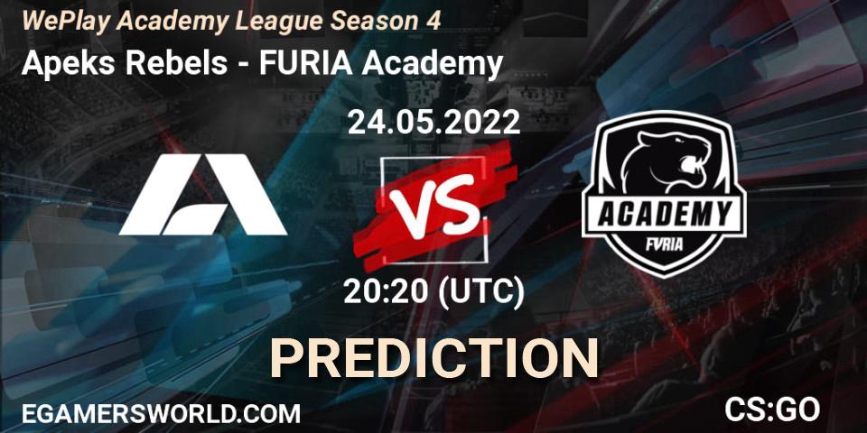 Prognoza Apeks Rebels - FURIA Academy. 24.05.2022 at 19:20, Counter-Strike (CS2), WePlay Academy League Season 4