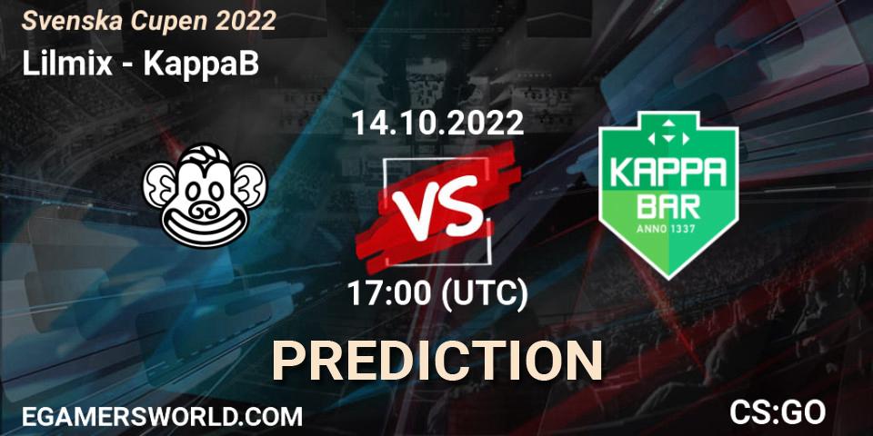 Prognoza Lilmix - KappaB. 14.10.2022 at 17:50, Counter-Strike (CS2), Svenska Cupen 2022
