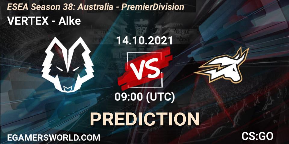 Prognoza VERTEX - Alke. 14.10.2021 at 09:00, Counter-Strike (CS2), ESEA Season 38: Australia - Premier Division