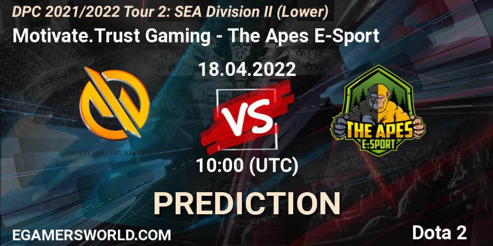 Prognoza Motivate.Trust Gaming - The Apes E-Sport. 18.04.2022 at 10:00, Dota 2, DPC 2021/2022 Tour 2: SEA Division II (Lower)