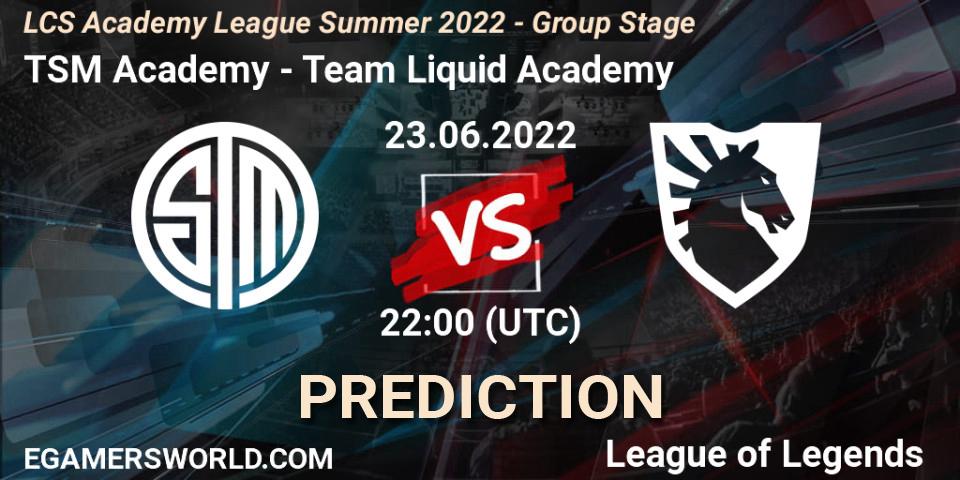 Prognoza TSM Academy - Team Liquid Academy. 23.06.2022 at 22:00, LoL, LCS Academy League Summer 2022 - Group Stage