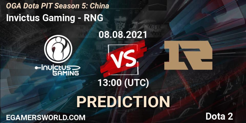 Prognoza Invictus Gaming - RNG. 08.08.2021 at 11:23, Dota 2, OGA Dota PIT Season 5: China