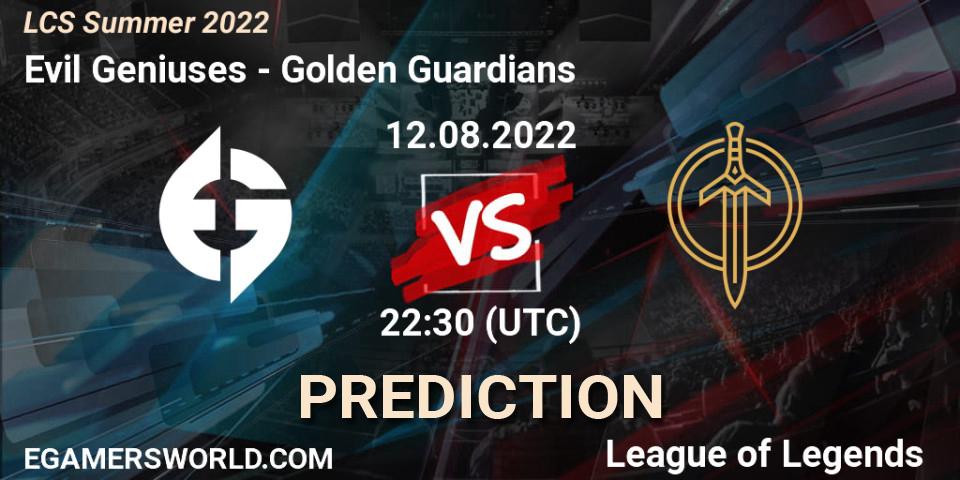 Prognoza Evil Geniuses - Golden Guardians. 12.08.22, LoL, LCS Summer 2022