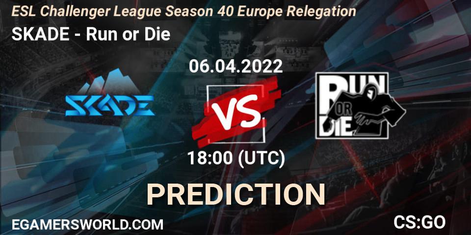 Prognoza SKADE - Run or Die. 06.04.2022 at 18:00, Counter-Strike (CS2), ESL Challenger League Season 40 Europe Relegation