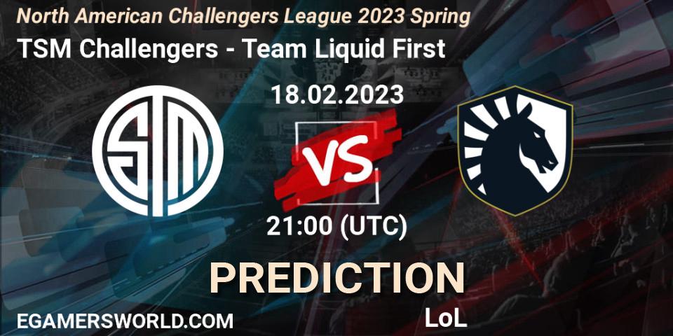 Prognoza TSM Challengers - Team Liquid First. 18.02.2023 at 21:00, LoL, NACL 2023 Spring - Group Stage