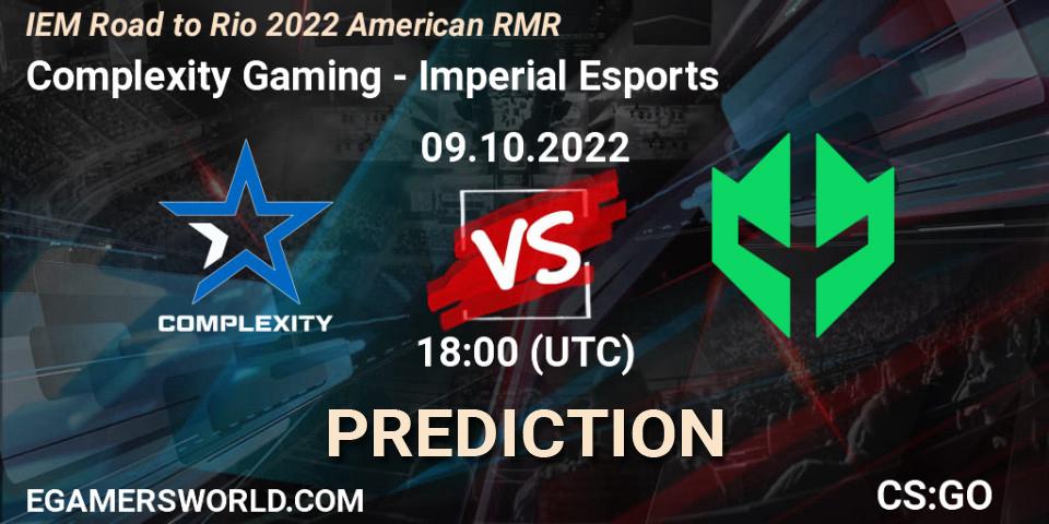 Prognoza Complexity Gaming - Imperial Esports. 09.10.22, CS2 (CS:GO), IEM Road to Rio 2022 American RMR