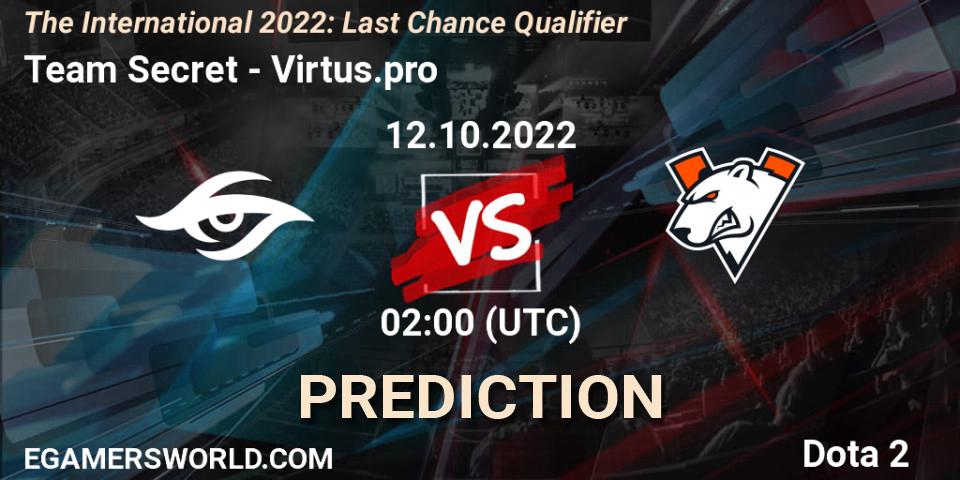 Prognoza Team Secret - Virtus.pro. 12.10.22, Dota 2, The International 2022: Last Chance Qualifier