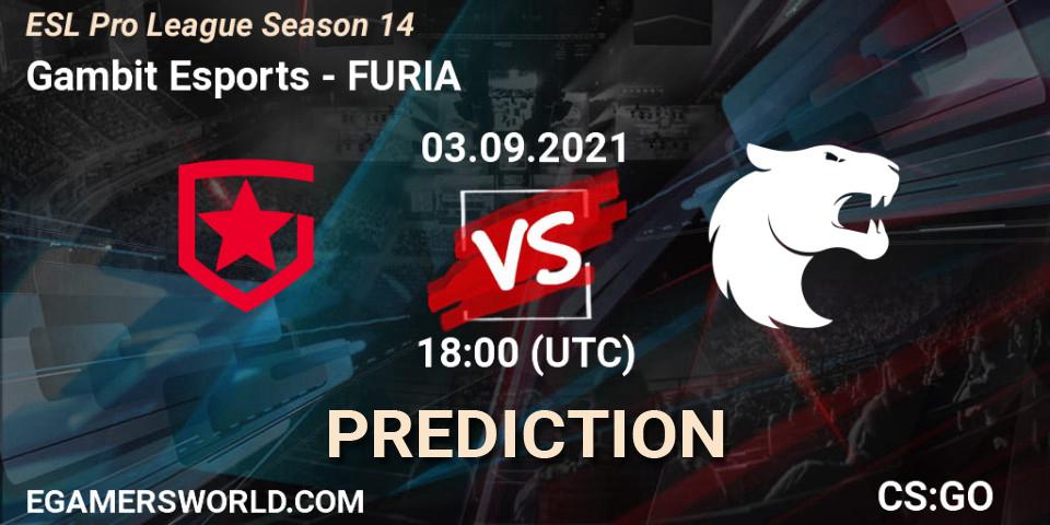 Prognoza Gambit Esports - FURIA. 03.09.2021 at 18:00, Counter-Strike (CS2), ESL Pro League Season 14