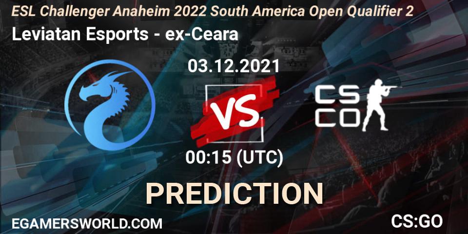 Prognoza Leviatan Esports - ex-Ceara. 03.12.2021 at 00:45, Counter-Strike (CS2), ESL Challenger Anaheim 2022 South America Open Qualifier 2