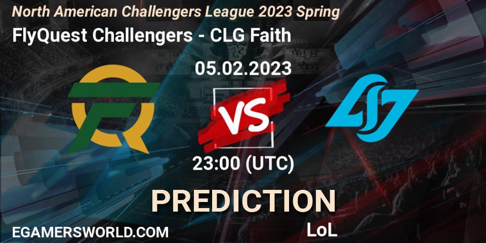 Prognoza FlyQuest Challengers - CLG Faith. 05.02.23, LoL, NACL 2023 Spring - Group Stage