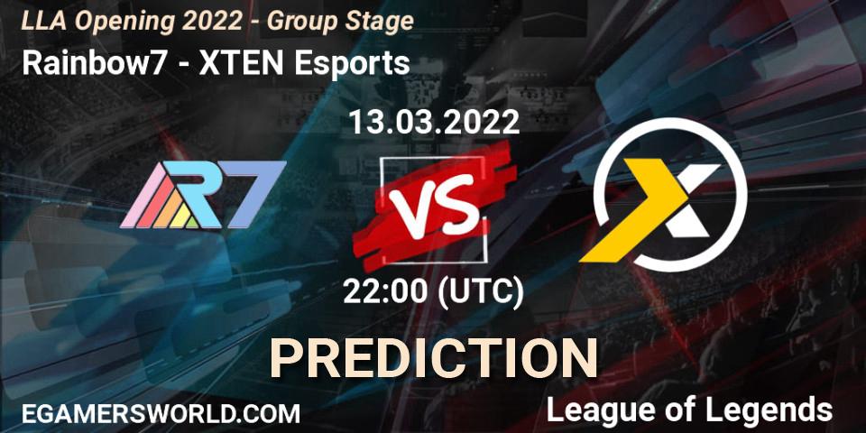 Prognoza Rainbow7 - XTEN Esports. 13.03.22, LoL, LLA Opening 2022 - Group Stage