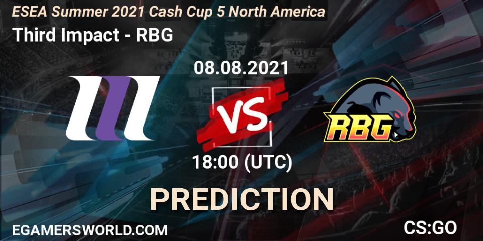 Prognoza Third Impact - RBG. 08.08.2021 at 20:00, Counter-Strike (CS2), ESEA Cash Cup: North America - Summer 2021 #5