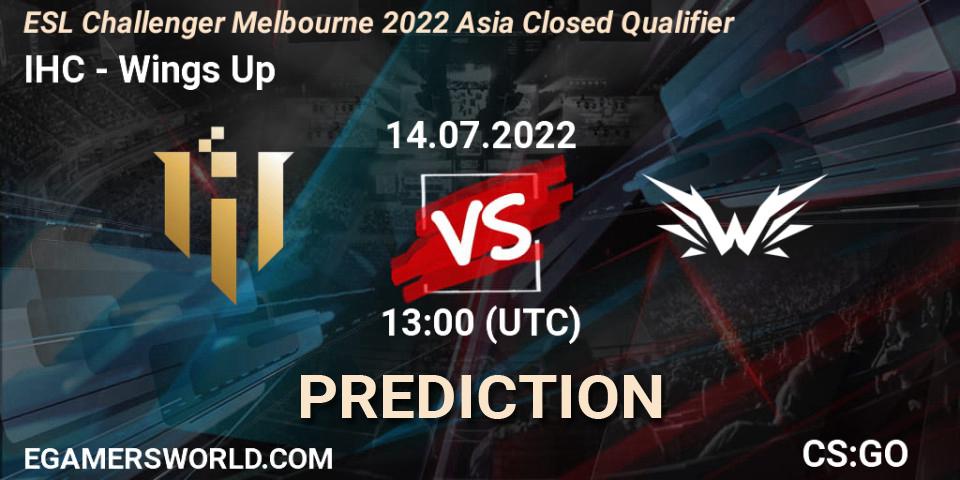 Prognoza IHC - Wings Up. 14.07.2022 at 13:00, Counter-Strike (CS2), ESL Challenger Melbourne 2022 Asia Closed Qualifier