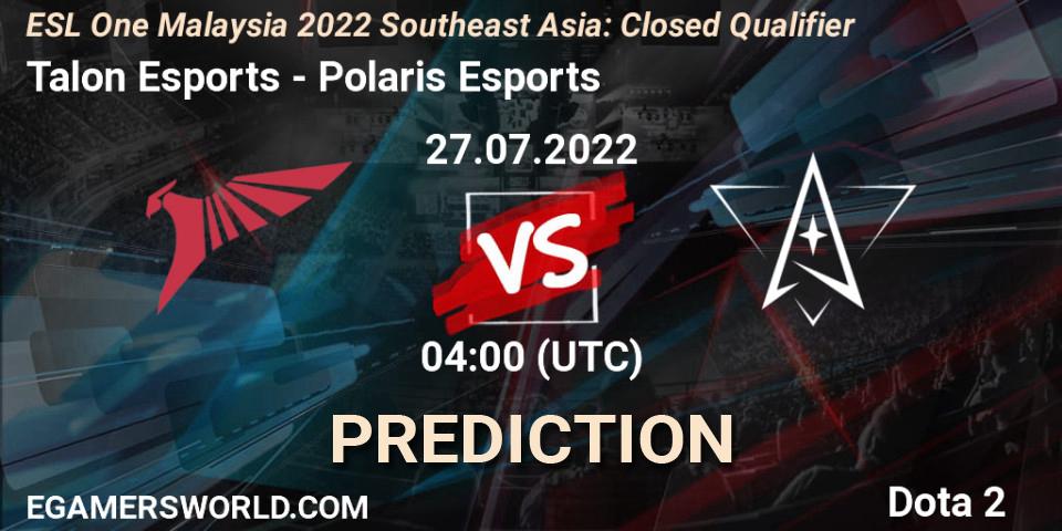Prognoza Talon Esports - Polaris Esports. 27.07.2022 at 04:01, Dota 2, ESL One Malaysia 2022 Southeast Asia: Closed Qualifier