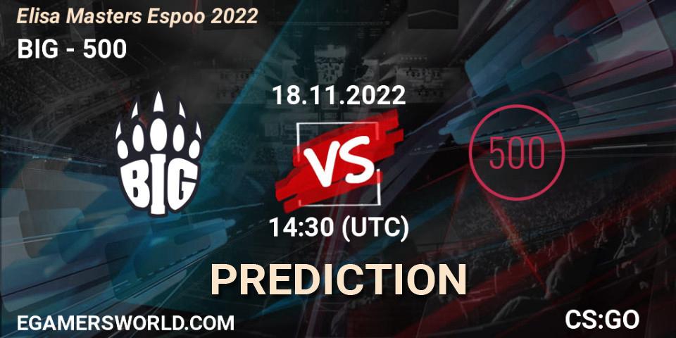 Prognoza BIG - 500. 18.11.2022 at 14:30, Counter-Strike (CS2), Elisa Masters Espoo 2022