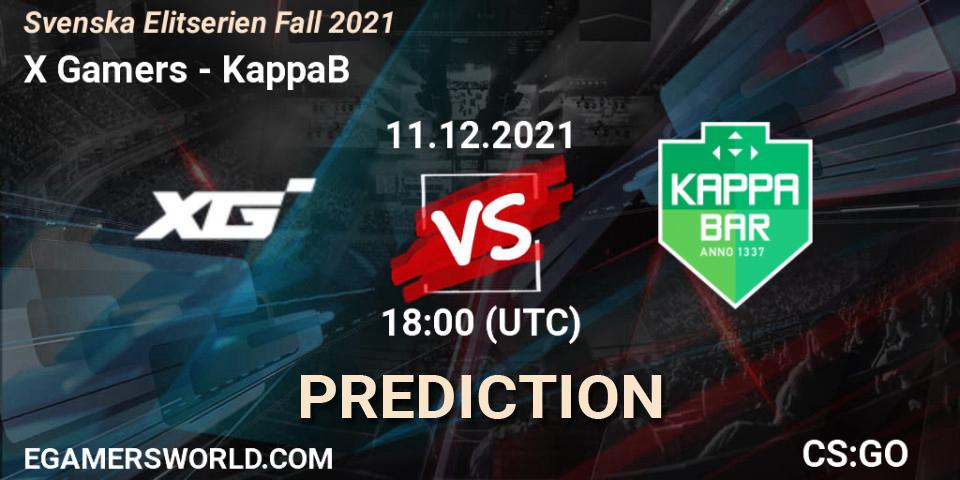 Prognoza X Gamers - KappaB. 11.12.2021 at 19:45, Counter-Strike (CS2), Svenska Elitserien Fall 2021