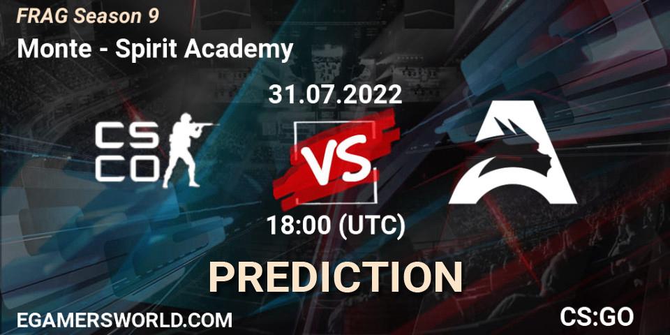 Prognoza Monte - Spirit Academy. 31.07.2022 at 18:10, Counter-Strike (CS2), FRAG Season 9