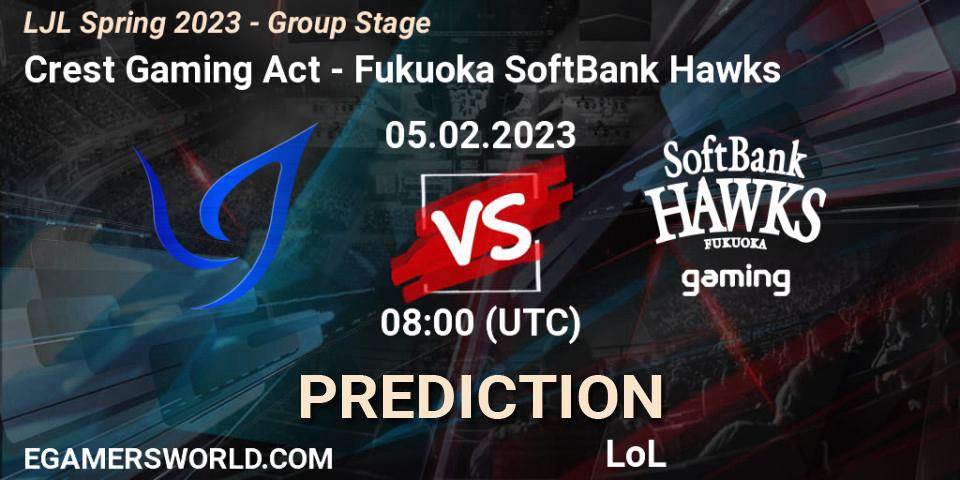 Prognoza Crest Gaming Act - Fukuoka SoftBank Hawks. 05.02.23, LoL, LJL Spring 2023 - Group Stage