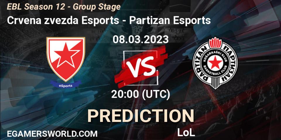 Prognoza Crvena zvezda Esports - Partizan Esports. 08.03.23, LoL, EBL Season 12 - Group Stage