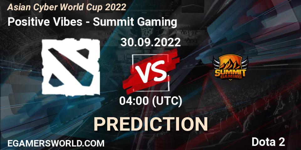 Prognoza Positive Vibes - Summit Gaming. 30.09.2022 at 04:11, Dota 2, Asian Cyber World Cup 2022