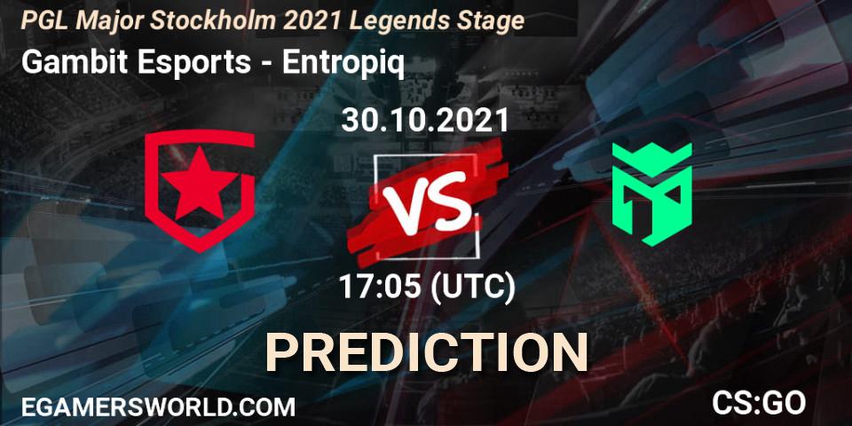 Prognoza Gambit Esports - Entropiq. 30.10.2021 at 17:10, Counter-Strike (CS2), PGL Major Stockholm 2021 Legends Stage
