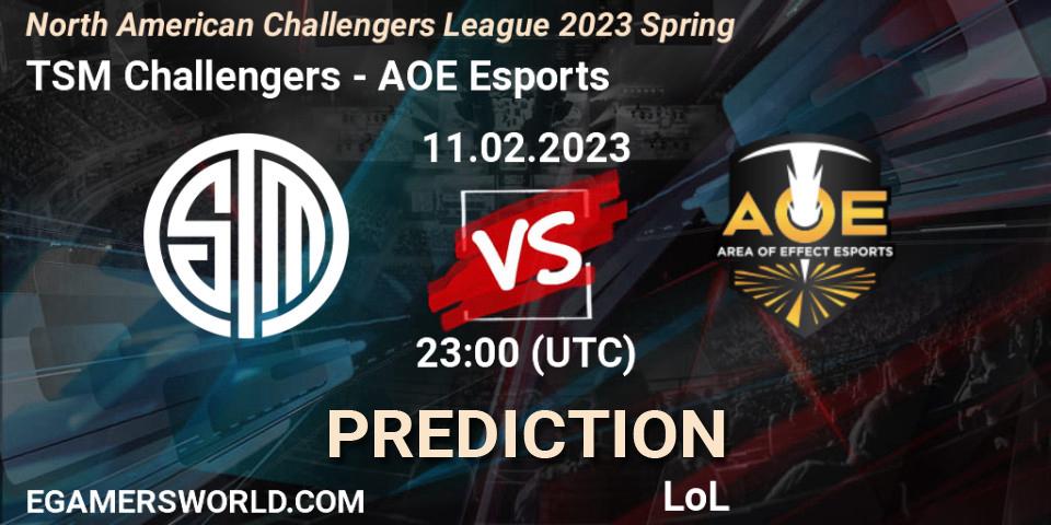 Prognoza TSM Challengers - AOE Esports. 11.02.2023 at 23:15, LoL, NACL 2023 Spring - Group Stage