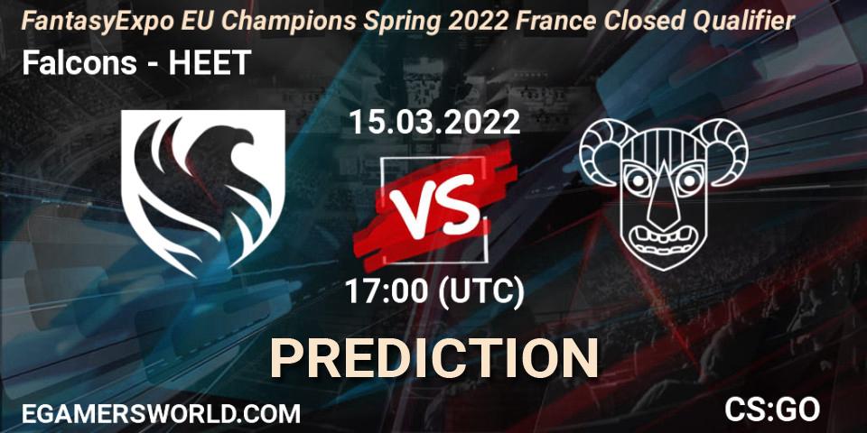 Prognoza Falcons - HEET. 15.03.2022 at 17:05, Counter-Strike (CS2), FantasyExpo EU Champions Spring 2022 France Closed Qualifier