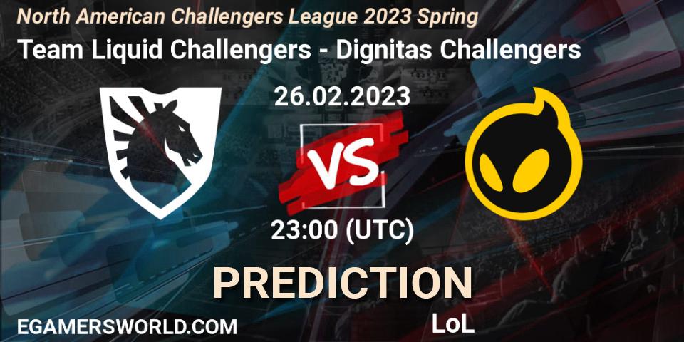 Prognoza Team Liquid Challengers - Dignitas Challengers. 26.02.23, LoL, NACL 2023 Spring - Group Stage