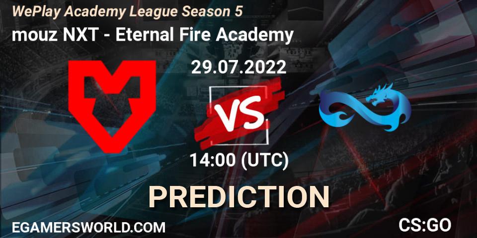 Prognoza mouz NXT - Eternal Fire Academy. 29.07.2022 at 14:00, Counter-Strike (CS2), WePlay Academy League Season 5
