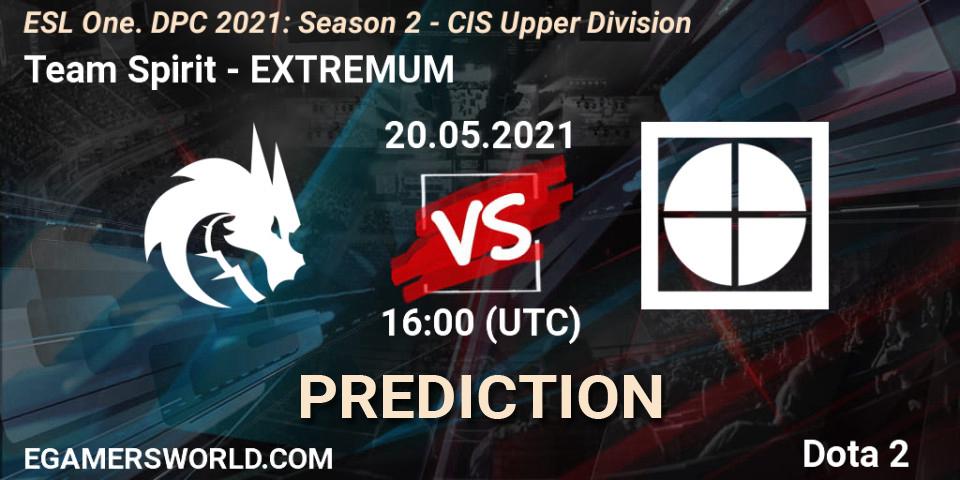 Prognoza Team Spirit - EXTREMUM. 20.05.2021 at 16:00, Dota 2, ESL One. DPC 2021: Season 2 - CIS Upper Division