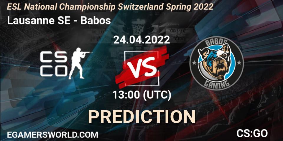 Prognoza Lausanne-Sport Esports - Babos. 24.04.2022 at 13:05, Counter-Strike (CS2), ESL Swiss League Season 7