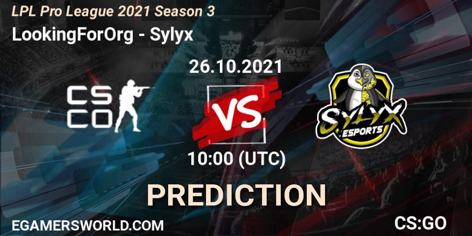 Prognoza LookingForOrg - Sylyx. 26.10.2021 at 10:10, Counter-Strike (CS2), LPL Pro League 2021 Season 3