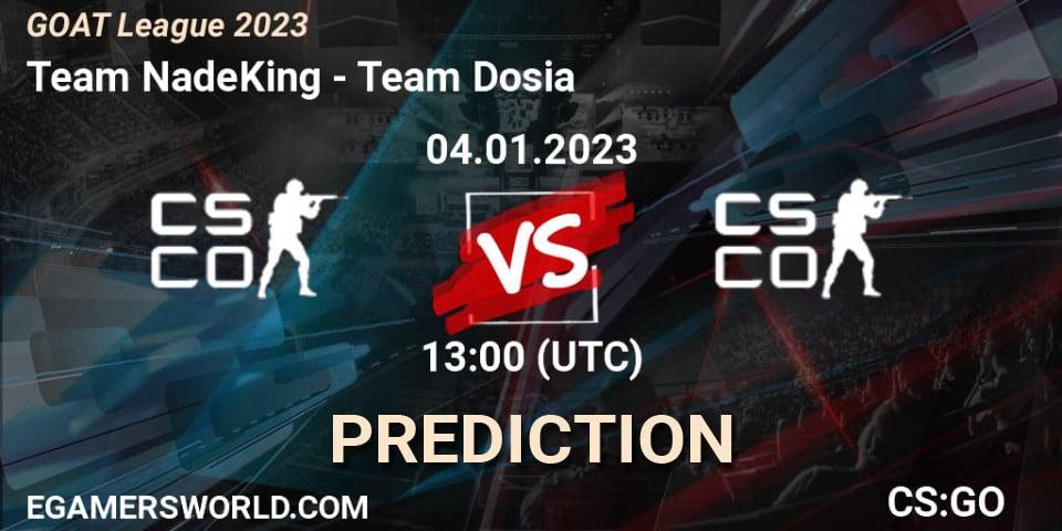Prognoza Team NadeKing - Team Dosia. 04.01.2023 at 14:30, Counter-Strike (CS2), GOAT League 2023