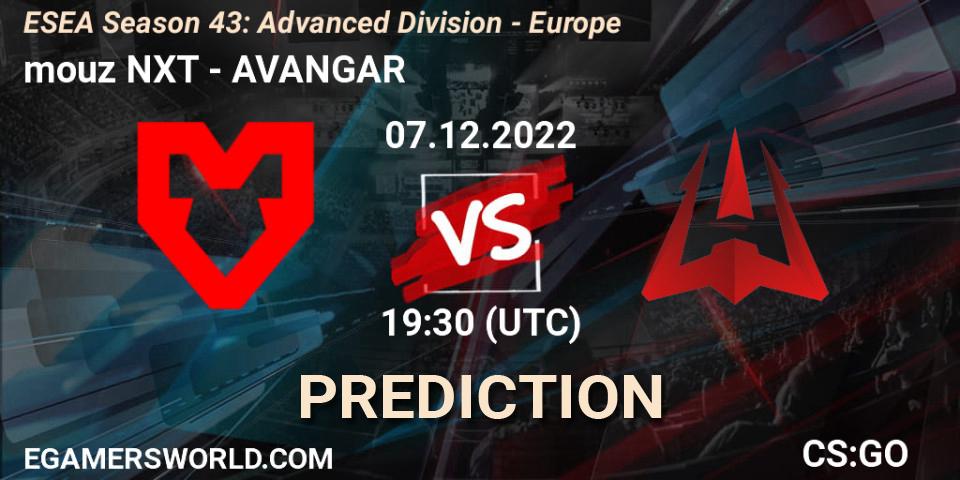 Prognoza mouz NXT - AVANGAR. 07.12.22, CS2 (CS:GO), ESEA Season 43: Advanced Division - Europe