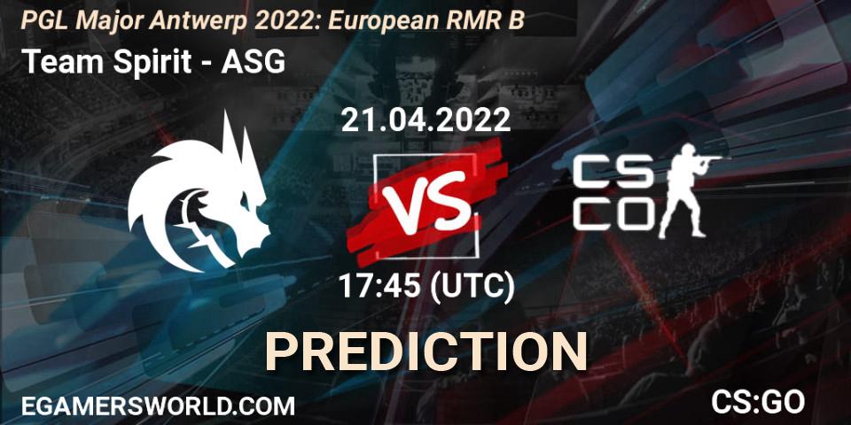 Prognoza Team Spirit - ASG. 21.04.2022 at 17:40, Counter-Strike (CS2), PGL Major Antwerp 2022: European RMR B