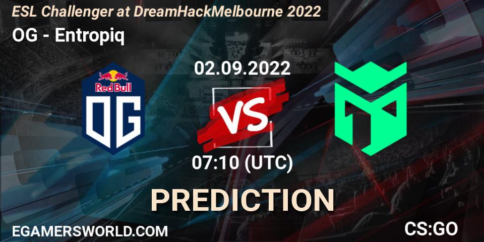 Prognoza OG - Entropiq. 02.09.2022 at 07:45, Counter-Strike (CS2), ESL Challenger at DreamHack Melbourne 2022