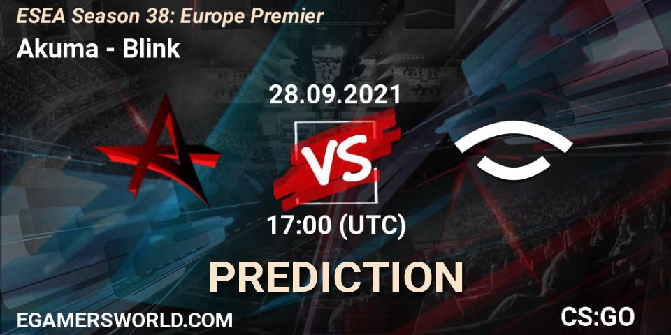 Prognoza Akuma - Blink. 28.09.2021 at 17:00, Counter-Strike (CS2), ESEA Season 38: Europe Premier