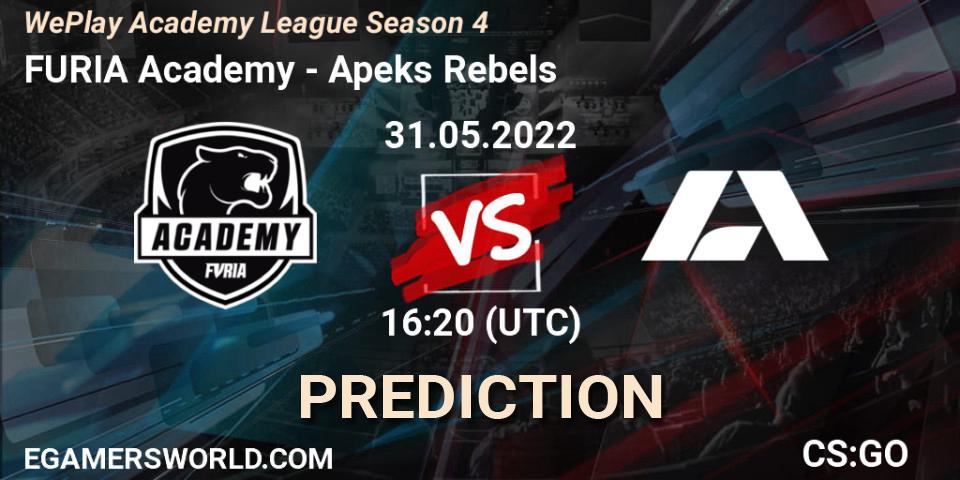 Prognoza FURIA Academy - Apeks Rebels. 31.05.2022 at 16:10, Counter-Strike (CS2), WePlay Academy League Season 4