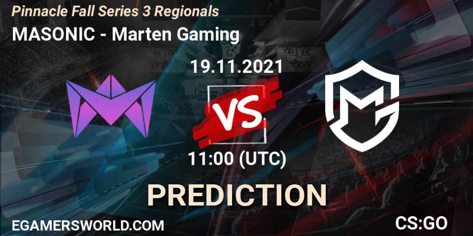 Prognoza MASONIC - Marten Gaming. 19.11.2021 at 11:20, Counter-Strike (CS2), Pinnacle Fall Series 3 Regionals