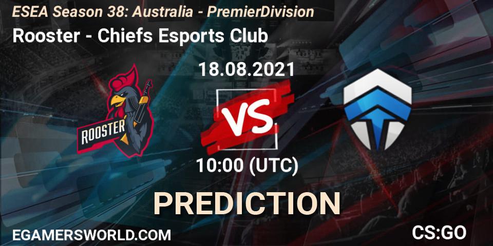 Prognoza Rooster - Chiefs Esports Club. 18.08.21, CS2 (CS:GO), ESEA Season 38: Australia - Premier Division
