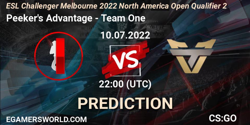 Prognoza Peeker's Advantage - Team One. 10.07.22, CS2 (CS:GO), ESL Challenger Melbourne 2022 North America Open Qualifier 2