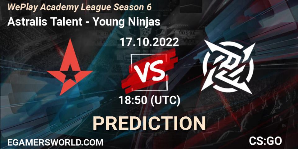 Prognoza Astralis Talent - Young Ninjas. 17.10.2022 at 18:00, Counter-Strike (CS2), WePlay Academy League Season 6