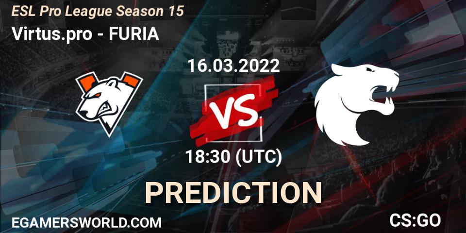 Prognoza Outsiders - FURIA. 16.03.2022 at 19:00, Counter-Strike (CS2), ESL Pro League Season 15