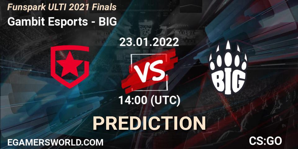 Prognoza Gambit Esports - BIG. 23.01.2022 at 14:45, Counter-Strike (CS2), Funspark ULTI 2021 Finals