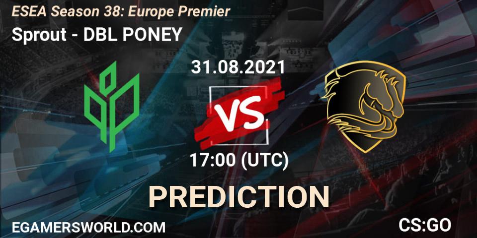 Prognoza Sprout - DBL PONEY. 31.08.2021 at 17:00, Counter-Strike (CS2), ESEA Season 38: Europe Premier